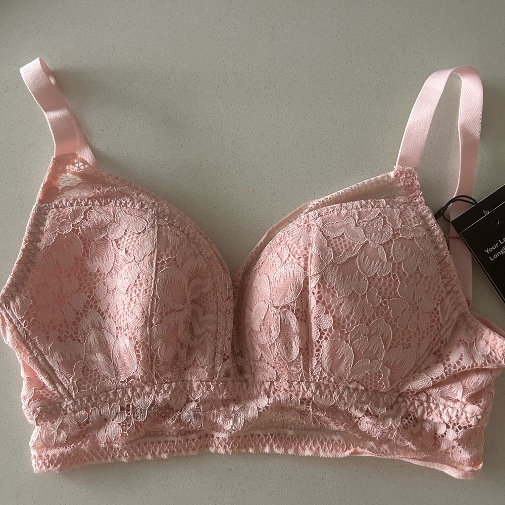 Knix Lace Longline Bra in Rosewater, XS+